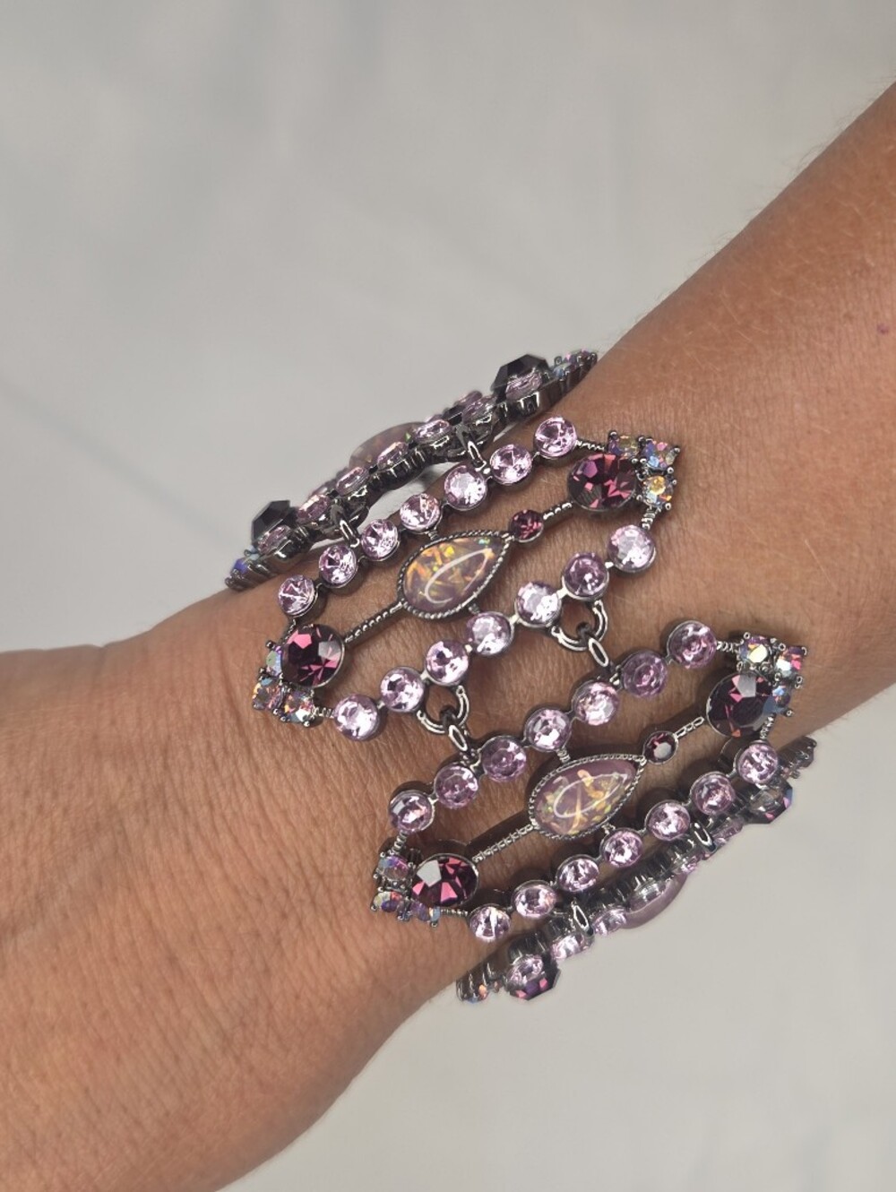 Express Pink Purple Vintage Style Crystal Multi-Row Bracelet